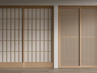Japanese-style sliding door grille sliding door sliding door seal door 3d model