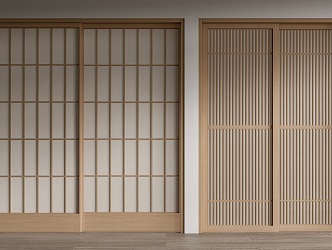 Japanese-style sliding door grille sliding door sliding door seal door 3d model