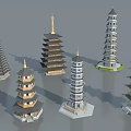 Traditional Pagodas With Various Multi Tiered Structures And Ornate Roofs