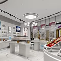 Modern Cosmetics Store Interior With Circular Display Counter Screen Lighting And Product Displays