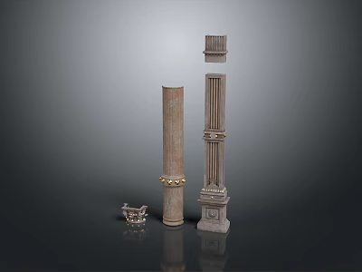 Ornate Classical Architectural Components With Decorative Columns Capitals And Ornamental Pieces 3d model