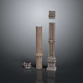 Ornate Classical Architectural Components With Decorative Columns Capitals And Ornamental Pieces