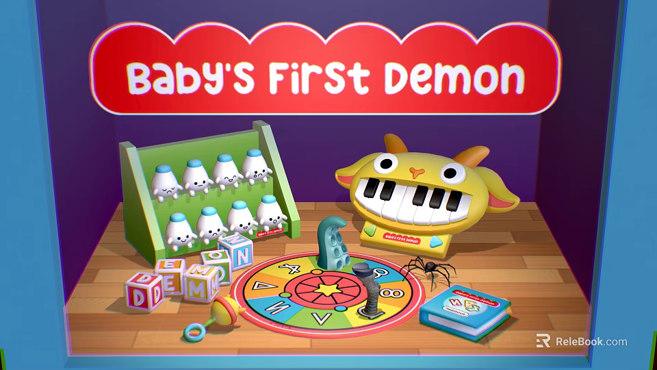Baby's First Demon Play Set With Colorful Alphabet Blocks Yellow Keyboard Toy And Spinning Wheel 3d model 