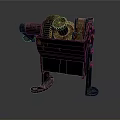 Old Rustic Metal Mechanical Device With Interlocking Gears And Base Stand