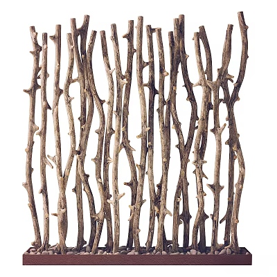 Natural Wooden Twig Wall Decor with Intricate Branch Pattern for Home Interior 3d model