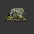 Wood Stone Natural Decorative Model With Moss Covered Rocks And Earthy Wooden Base