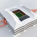 Large Modern Sports Stadium Featuring Green Grass Field And Red Green Seats