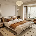 Elegant Modern Bedroom Interior Design With White Bed Pillows Brown Throw Rug And Cozy Chair