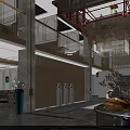Modern Luxury Restaurant Interior Design With Two Story Staircase And Decorative Elements 3d model