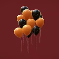 Black and Orange Decorative Balloons Set Against Red Background for Home Decoration
