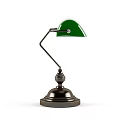 Classic Desk Lamp With Green Shade Adjustable Arm And Black Metal Base