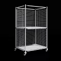 Metal Wire Mesh Storage Shelving Unit With Wheels And Multiple Shelves 3d model