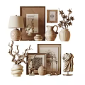 Vintage Decorative Ornament Set With Sculptures Vases Lamps Frames And Branch Decorations