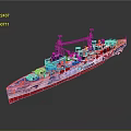 Colorful Warship Model With Intricate Design Details