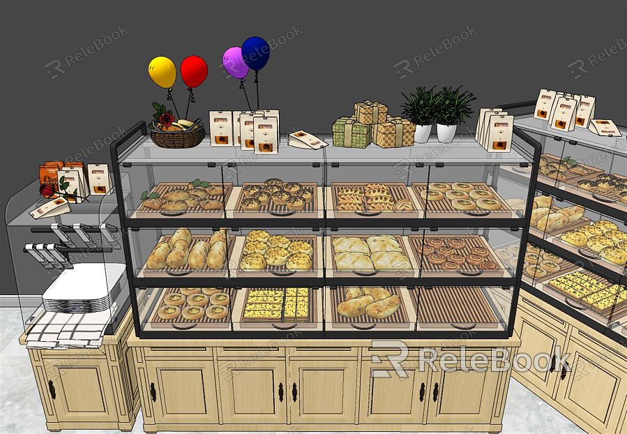 Modern Container Bread Cake Pastry Showcase Shelf model