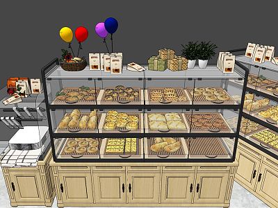 Modern Container Bread Cake Pastry Showcase Shelf model