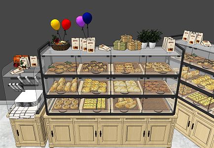 Modern Container Bread Cake Pastry Showcase Shelf 3d model