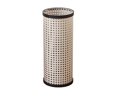 Living Room Decorative Waste Basket With Cylindrical Perforated Design And Black Rim 3d model