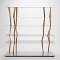 Modern Home Interior Bookcase With Tempered Glass Shelves And Twisted Metal Legs