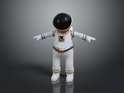 White Astronaut Suit Equipment With Black Helmet And Gold Accents Design 3d model