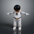 White Astronaut Suit Equipment With Black Helmet And Gold Accents Design