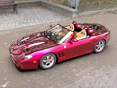 Shiny Red Convertible Sports Car With Open Top Glossy Finish And Sleek Design 3d model