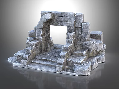 Ancient Stone Arch Structure Featuring Irregular Blocks And Architectural Steps 3d model