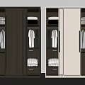 Modern Dark And Light Wardrobe Interior Design With Hanging Clothes Folded Items And Drawers
