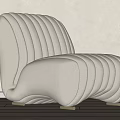 Modern Elegant Beige Single Seater Sofa With Striped Design And Metal Legs
