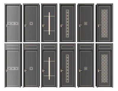New Chinese Style Flat Door Combination 3d model
