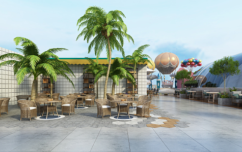 Modern Outdoor Restaurant Outdoor Leisure Area 3d model