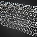 Various Metal Chain Designs With Different Link Patterns And Silver Finish 3d model