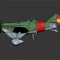 Green Airplane Model With Red Yellow Accents Wing Emblems Vintage Design And Detailed Structure