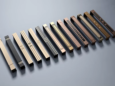 Modern Metal Cabinet Handles in Various Colors and Sleek Designs for Drawers and Doors 3d model