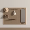 Decorative Wall Mounted Pegboard With Hanging Hat Boat Model Box And Mirror 3d model