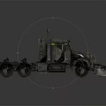 Armored Military Style Old Truck With Large Tires Exhaust Pipes And Front Claws