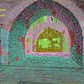 Ancient Arched Stone Corridor With Patterned Floor Tiles And Natural Light 3d model