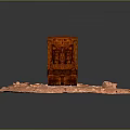 Red Weathered Tank Model Featuring Detailed Design On Red Stone Base