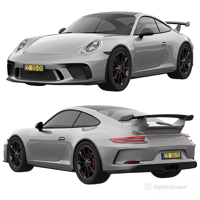 Silver Sports Car With Sleek Design Front And Rear Views 3d model 