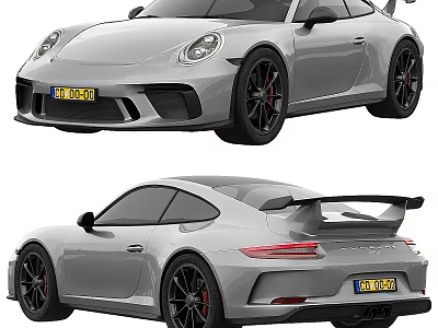 Silver Sports Car With Sleek Design Front And Rear Views 3d model