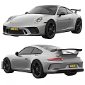 Silver Sports Car With Sleek Design Front And Rear Views