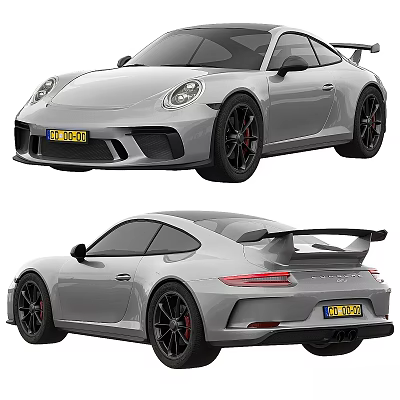 Silver Sports Car With Sleek Design Front And Rear Views 3d model