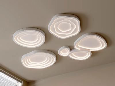 Modern Multiple White Layered Ceiling Lights With Various Sizes For Interior Lighting 3d model