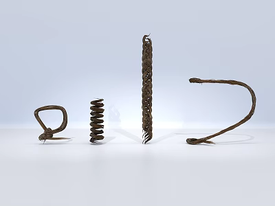 Various Metal Living Essentials With Spiral Curved And Coiled Designs For Home Use 3d model