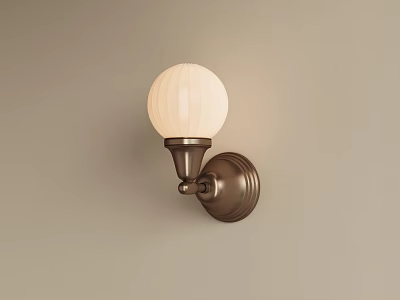 Classic Bronze Wall Sconce With White Round Globe Glass Shade And Metal Base 3d model