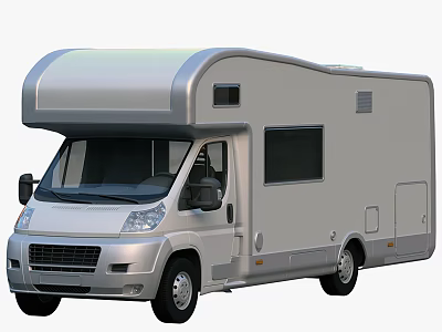 Modern Silver Motorhome Exterior Design With Large Windows And Side Door 3d model