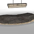 Modern Reception Desk Front Desk Bar Chandelier Stone Bar Dining Table 3d model