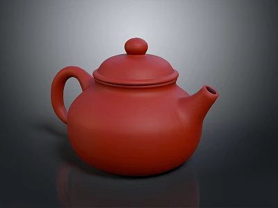 Red Ceramic Teapot Home Furniture With Lid Handle And Spout Design 3d model