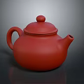 Red Ceramic Teapot Home Furniture With Lid Handle And Spout Design