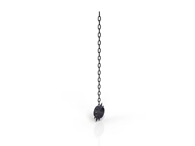Black Chain Flail Weapon With Spiked Metal Head And Long Chain 3d model